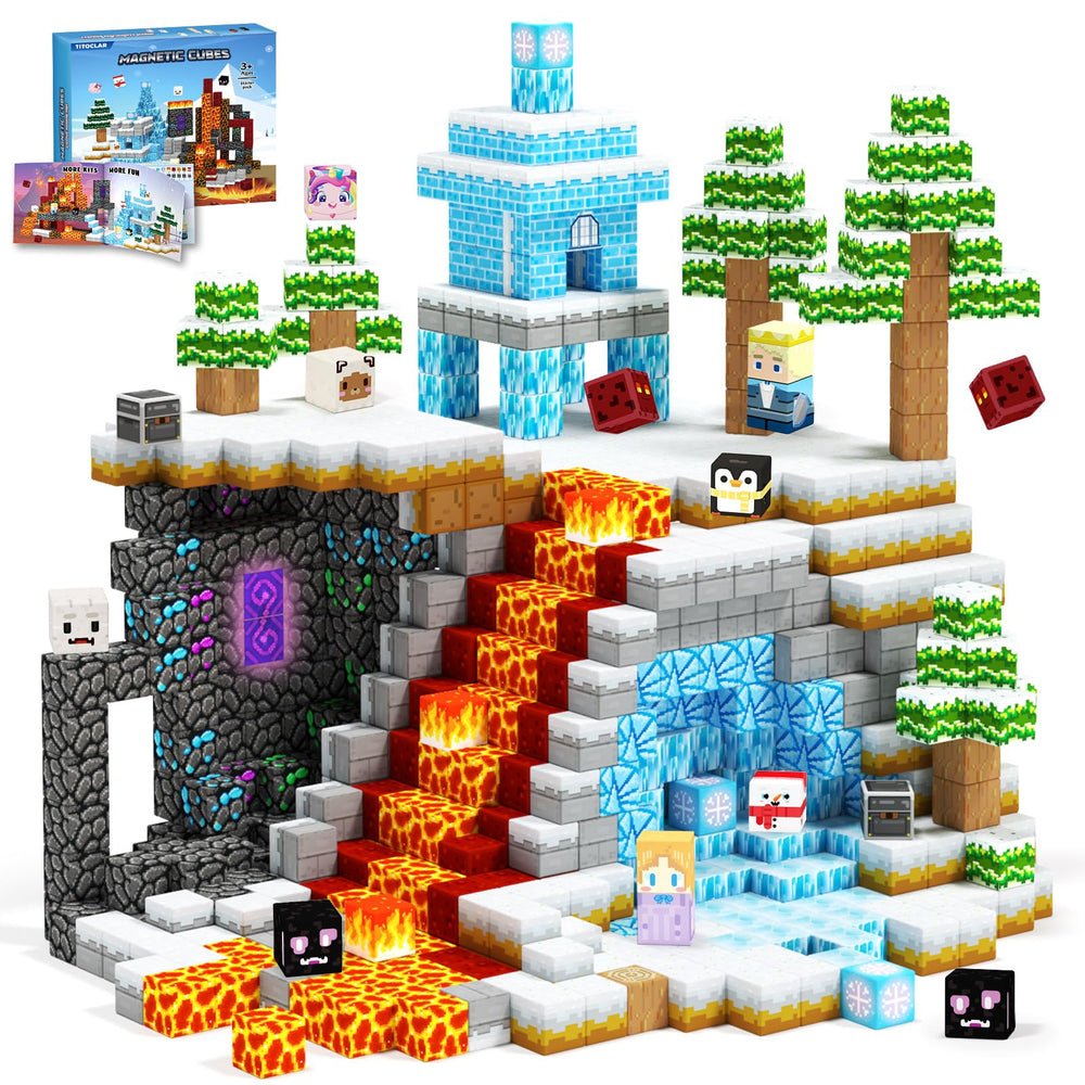 Titoclar Winter Blocks castle build demonstrates sturdy magnets for durable, imaginative play.