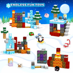 Titoclar Winter Blocks penguin igloo setup supports fine motor precision and exploration.