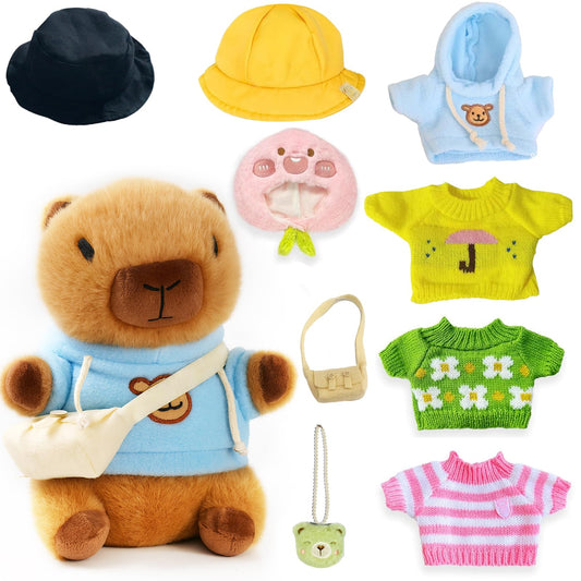 TITQWOP capybara plush in brown with clothes sparks imaginative play and hugs