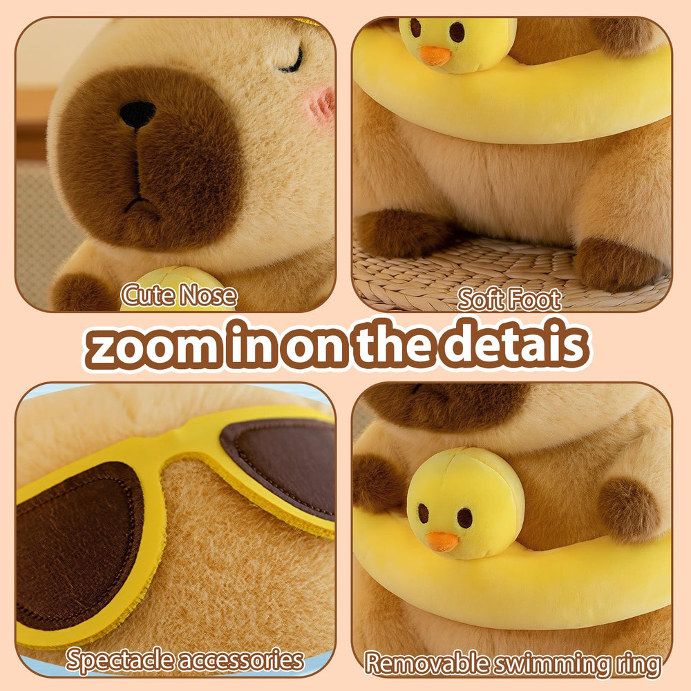 TITQWOP Capybara Plush with sunglasses, stylish nap-time companion.