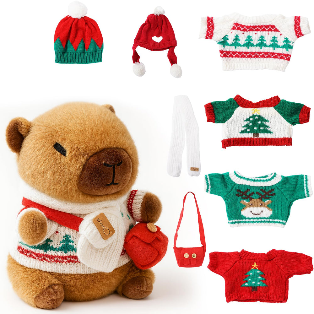 TITQWOP red capybara plush with outfits for imaginative play.