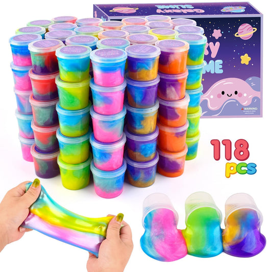 Titrith galaxy slime kit 118-pack display with vibrant colors for parties
