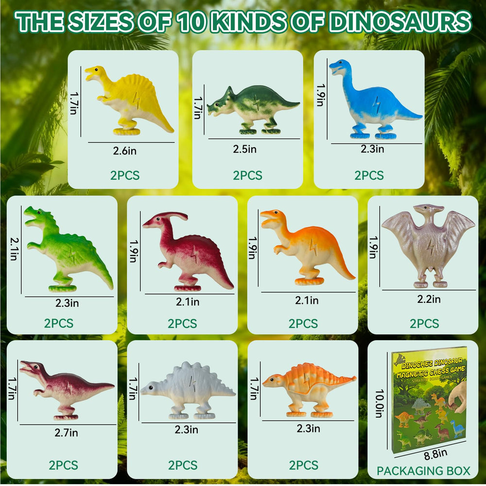 TitTees Dinochez magnetic game magnets and string enhance fine motor skills and strategy.
