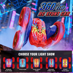 Tiyvnsi RC car features LED light show for engaging night play.