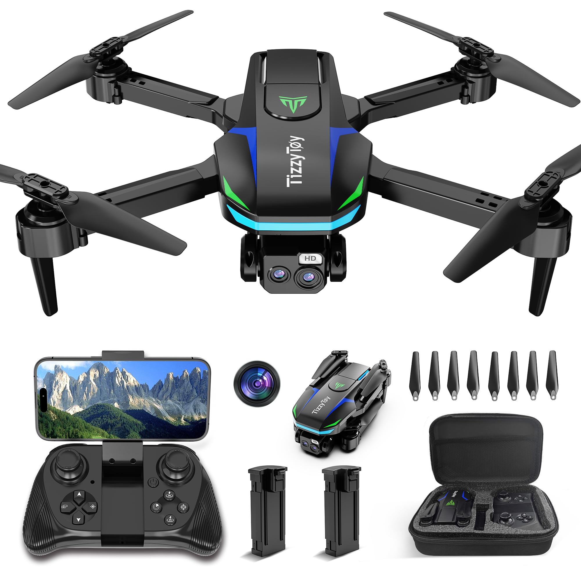 TizzyToy Drone foldable lightweight design for easy travel and outdoor fun.