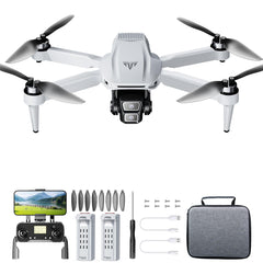 TizzyToy GPS drone with dual 4K cameras and foldable frame for portable aerial shots.