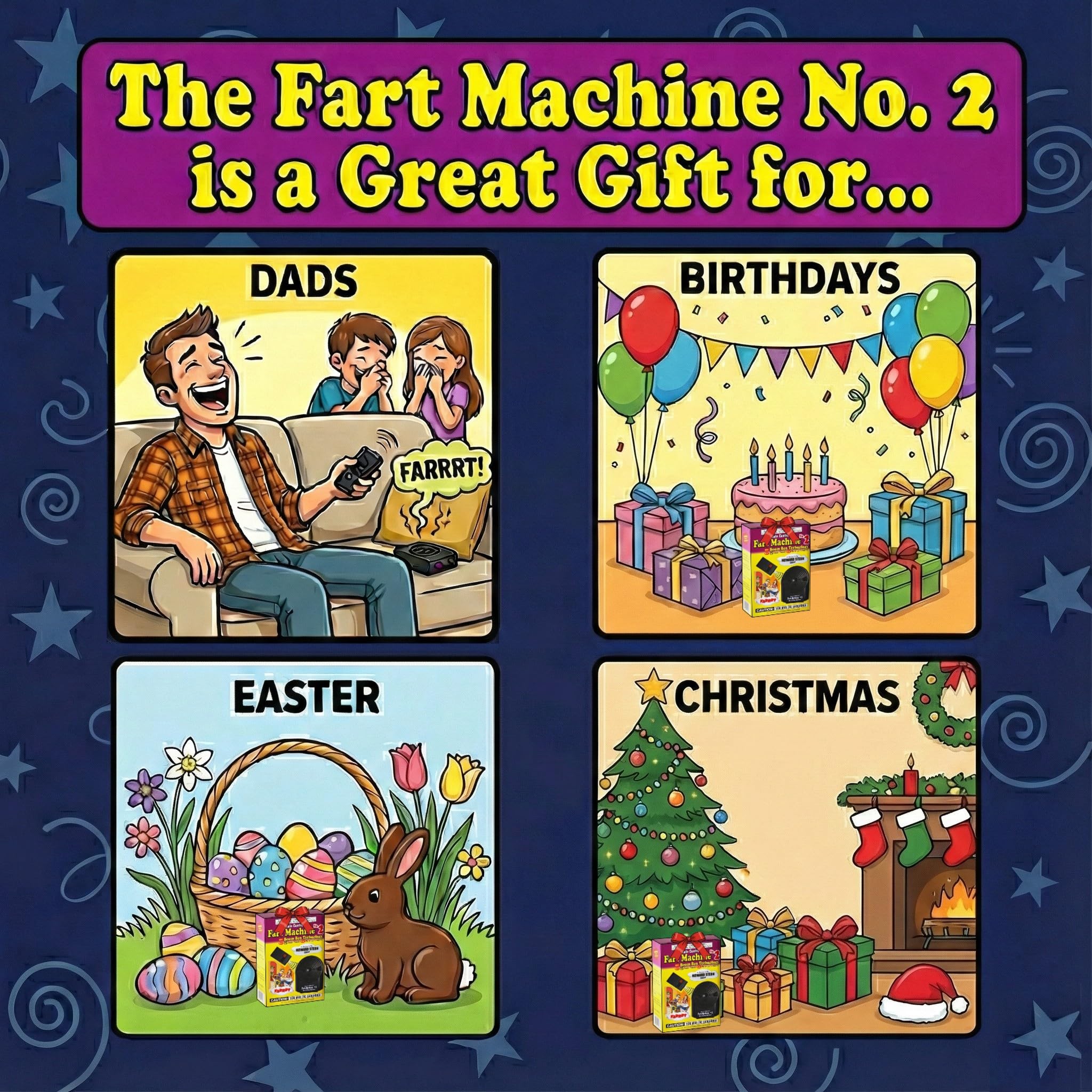 T.J. Wisemen, Inc. Fart Machine 2 15 sounds provide varied prank options.