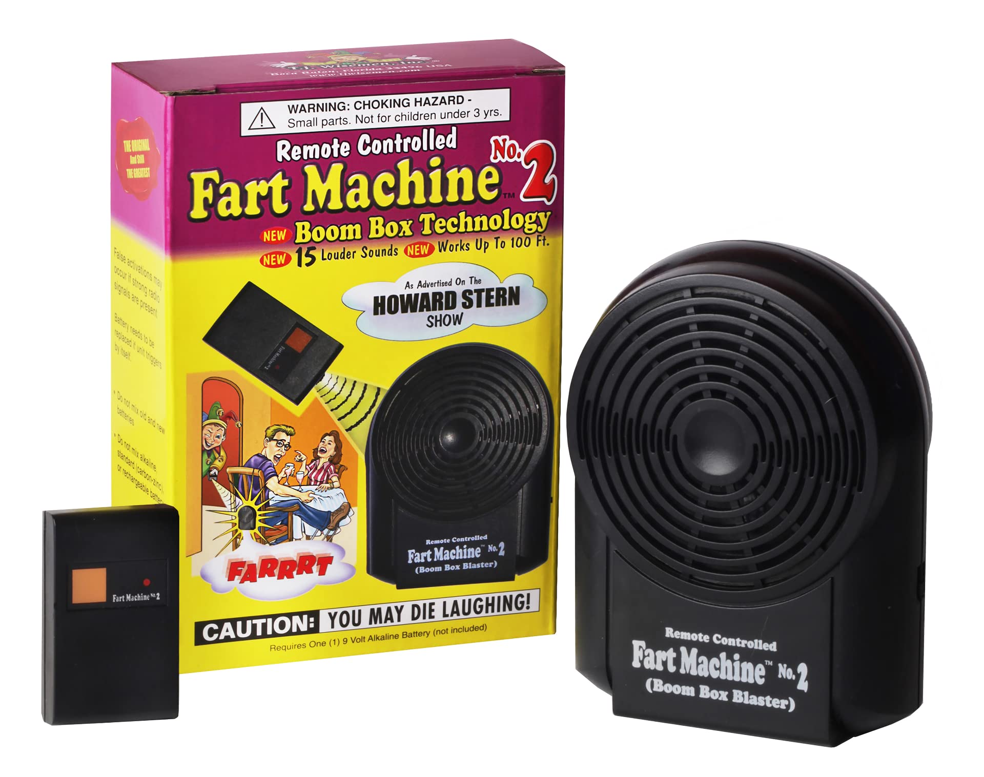 T.J. Wisemen fart machine with Boom Box delivers louder, lifelike sounds for pranks