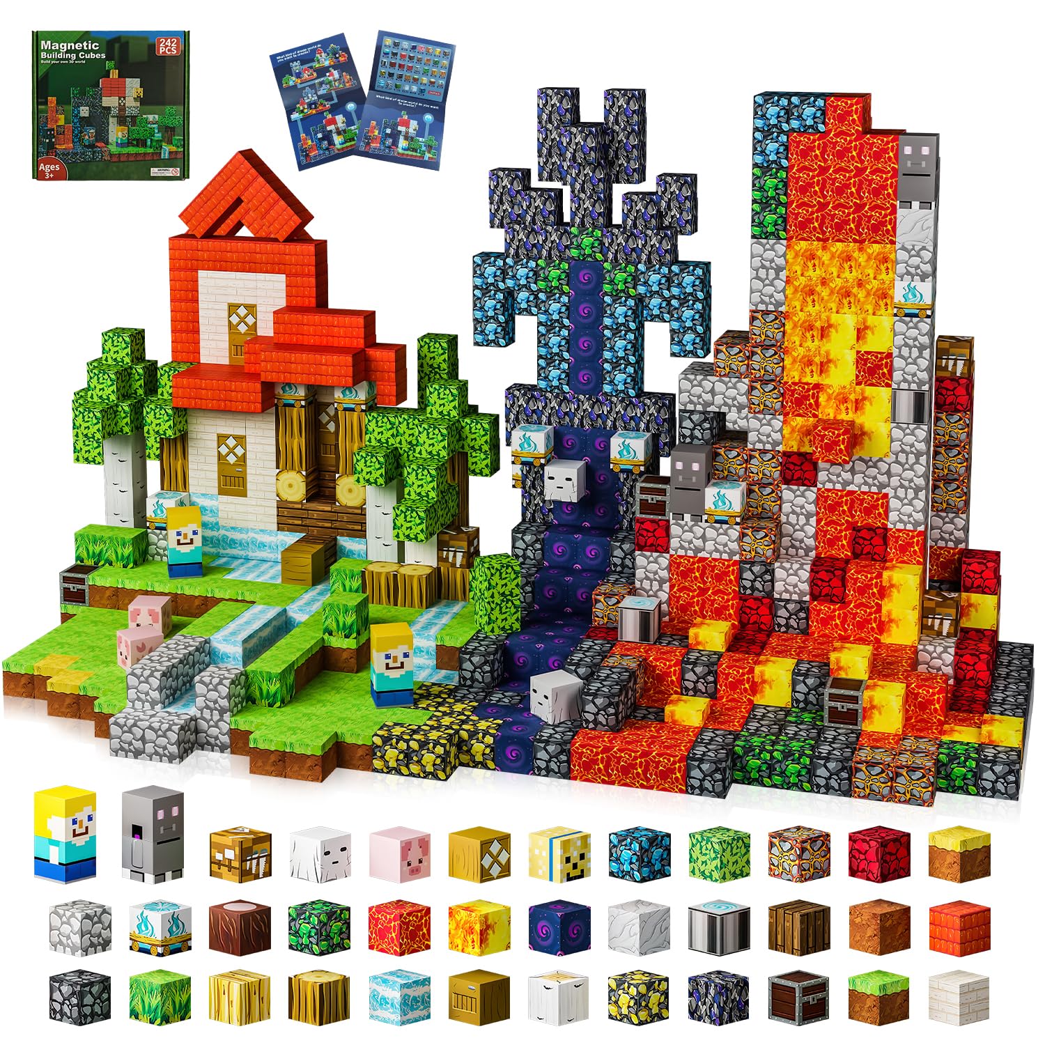TKGPE 242pcs magnetic blocks with storage bag for organized creative play.