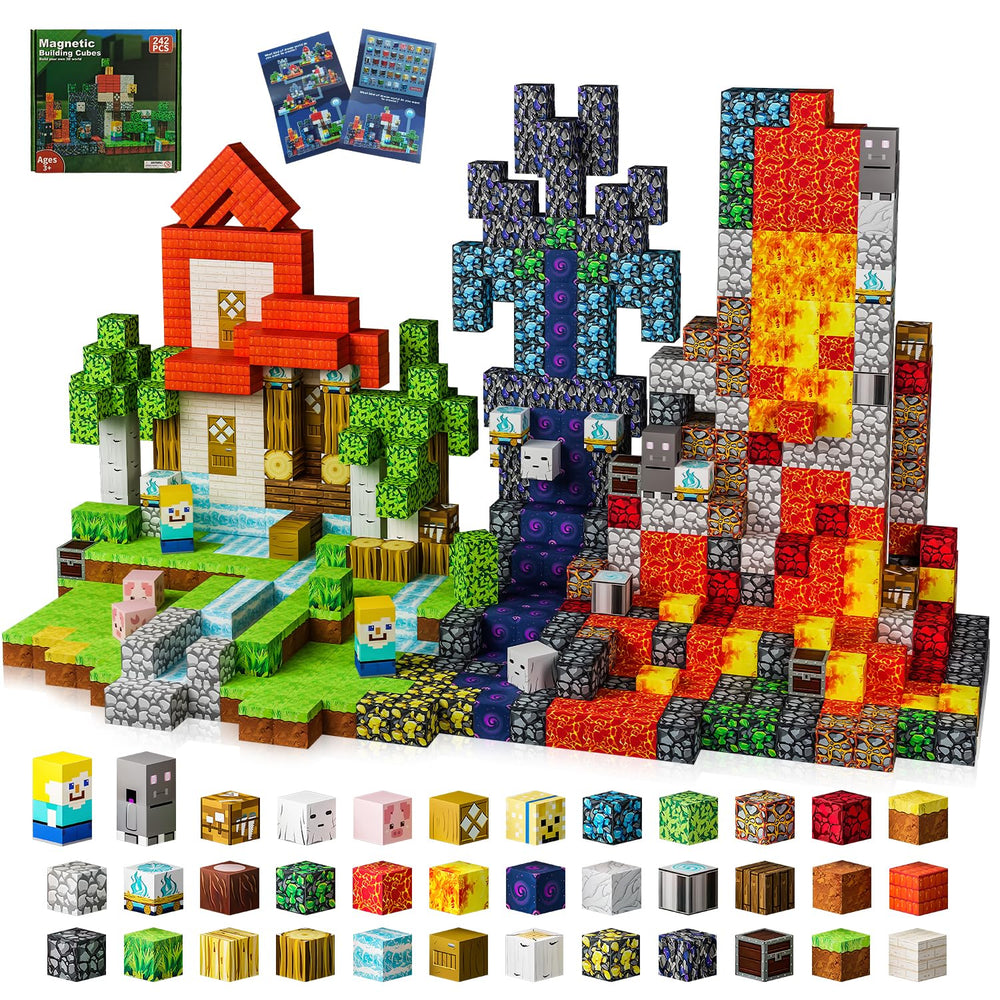 TKGPE 242pcs magnetic blocks with storage bag for organized creative play.