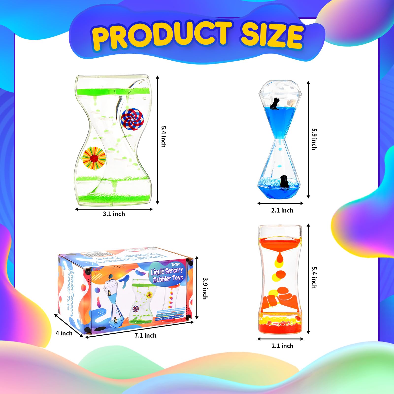 TKTM kid holding liquid bubbler timer demonstrates portable sensory calm