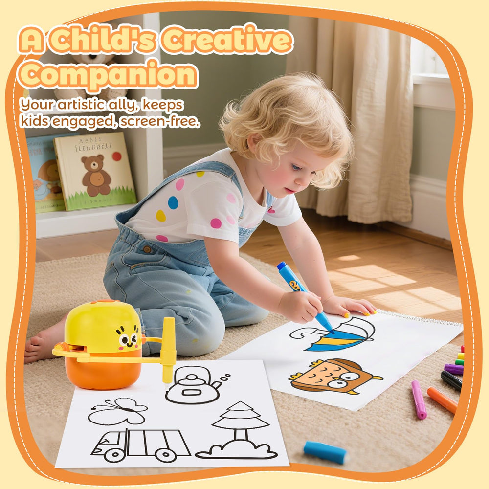 TLANDE child-safe drawing robot highlights rounded edges for safe, independent play.