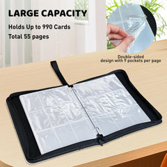 TLAZZ 990 Pockets binder clear pockets keep cards visible while preventing scratches.