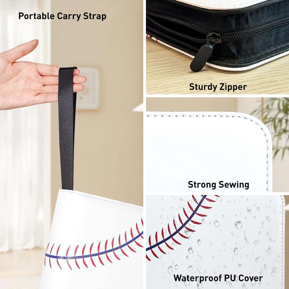 TLAZZ 990 Pockets binder secure zipper closure prevents cards from slipping out.