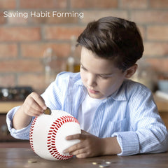 Tlence baseball piggy bank on shelf decor, playful room accent