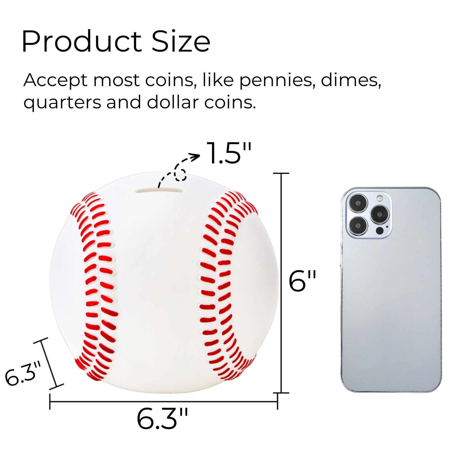 Tlence baseball piggy bank unbreakable material closeup, durable and easy to clean
