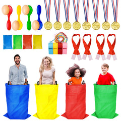 Tlooe potato sack race bags viewed front view, ideal for family backyard fun.