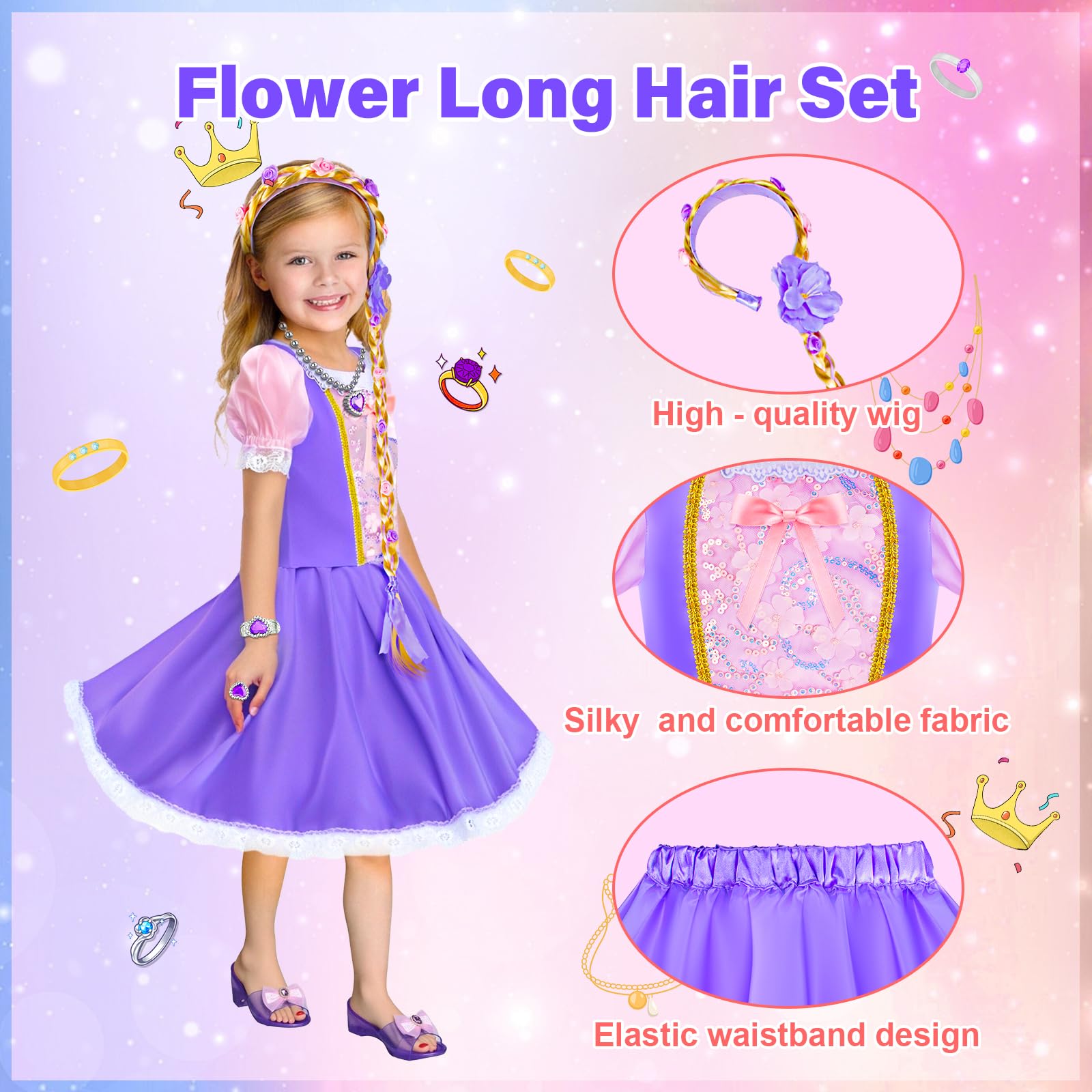Tlooe Princess Beauty Rose skirt with double-layer hem for twirling
