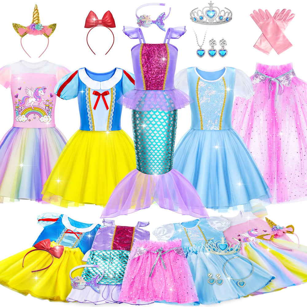 Tlooe princess dress set top collection for imaginative play and multiple outfit options.