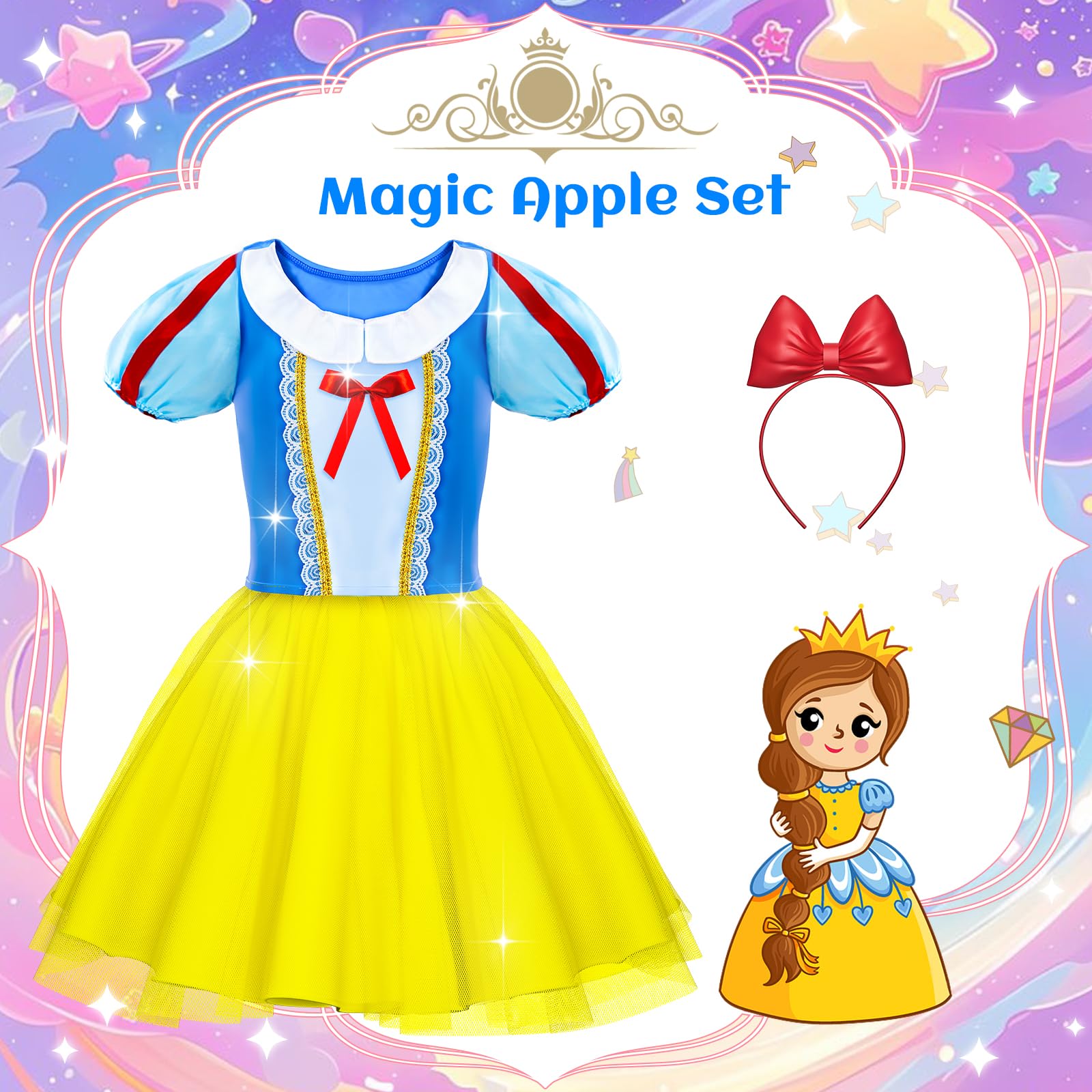 Tlooe headband and princess jewelry sparkly accessories for pretend play.