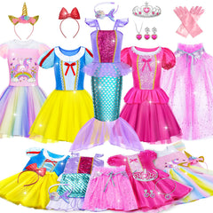 Tlooe princess dress up set top view with glitter accents for imaginative play.