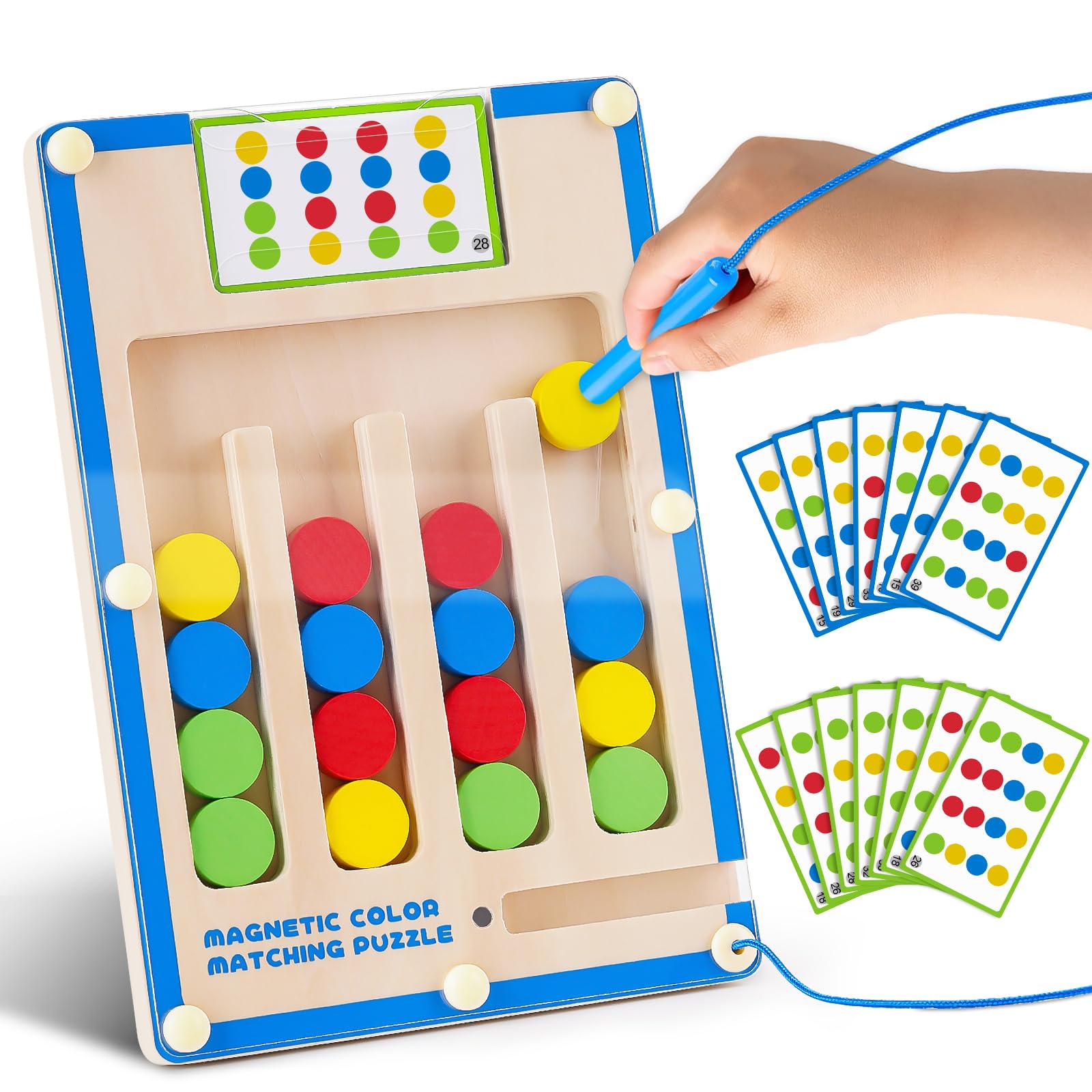 TMGOT Kids Montessori magnetic color puzzle cards aid color recognition and problem solving