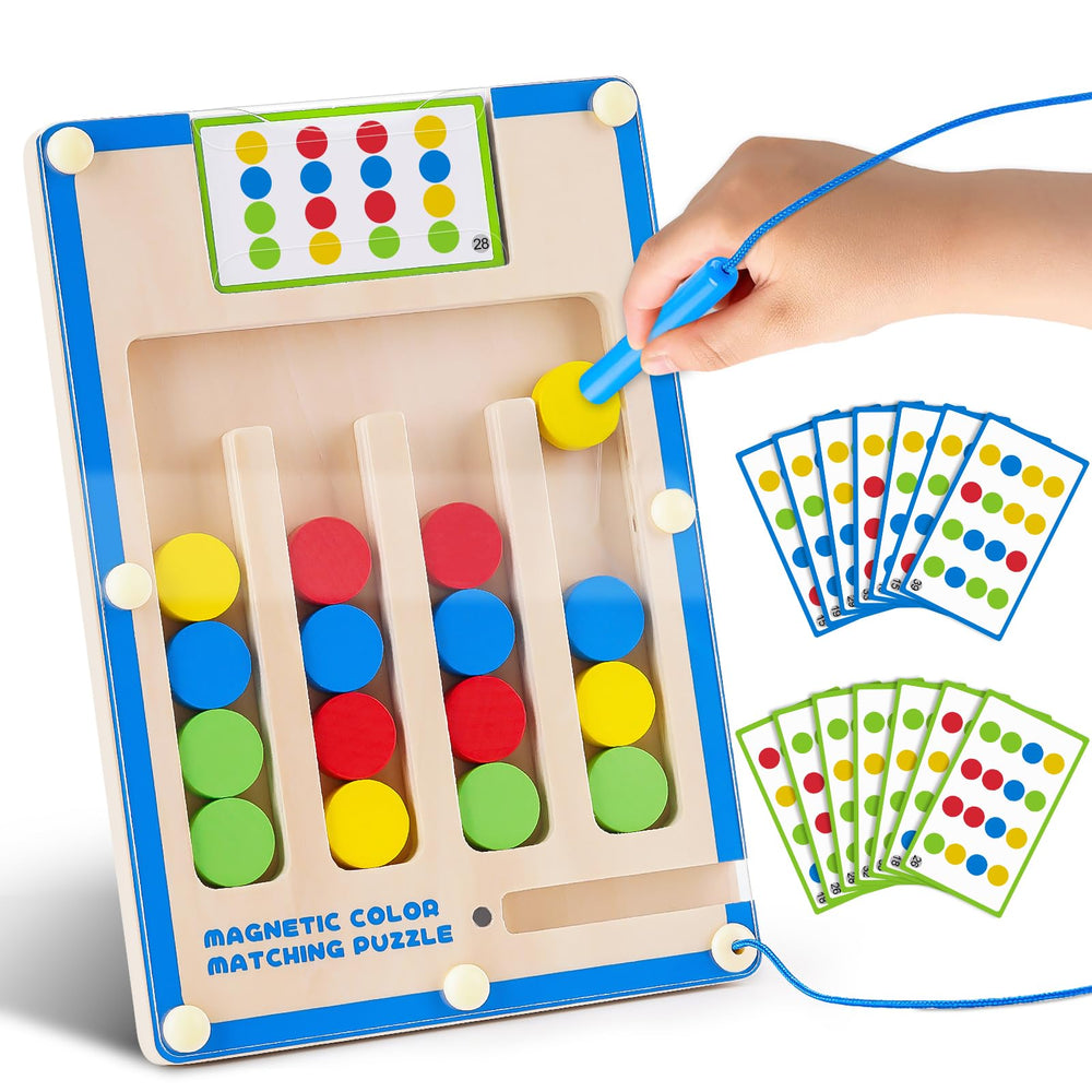 TMGOT Kids Montessori magnetic color puzzle cards aid color recognition and problem solving