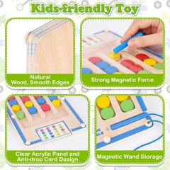 Natural wood pieces in four colors for hands on color recognition