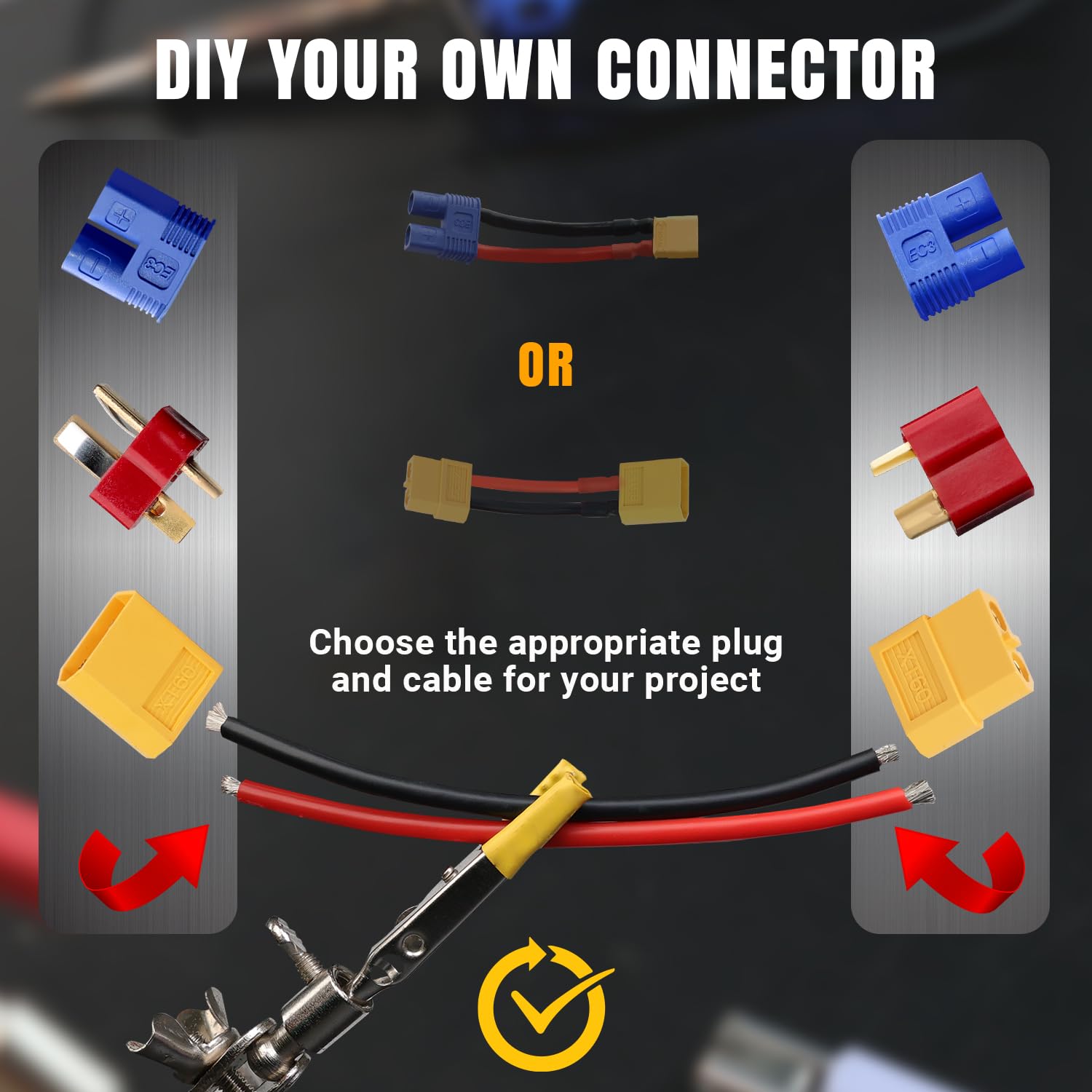 TMH XT90 and T-Plug adapters for secure battery connections.