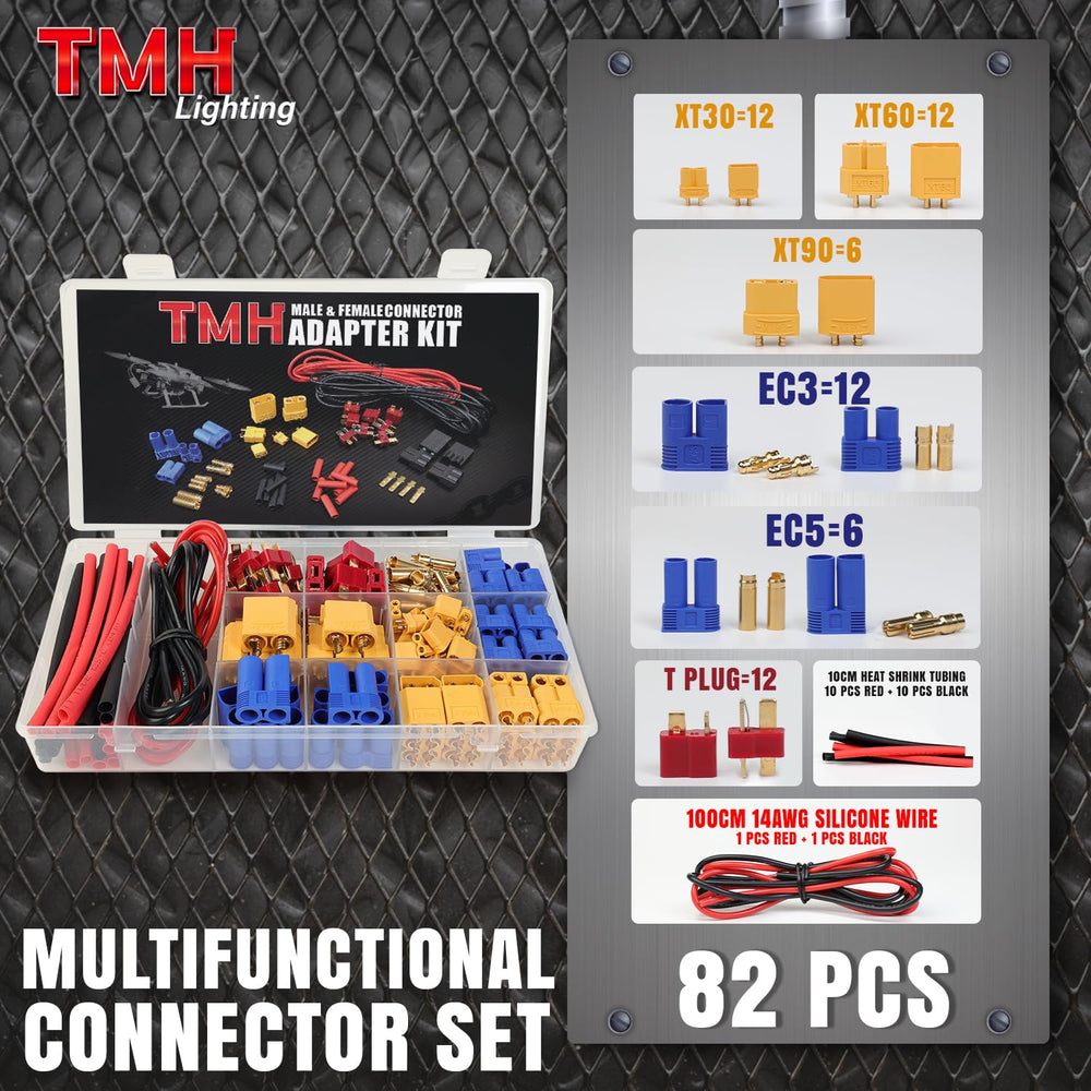 TMH XT30 and XT60 adapters designed for high-current RC power systems.