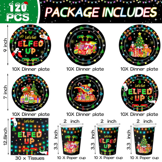 tmlfep Lets Get Elfed Up 7in dessert plates add festive charm to desserts.