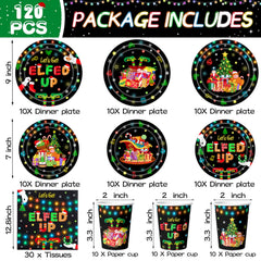 tmlfep Lets Get Elfed Up 7in dessert plates add festive charm to desserts.