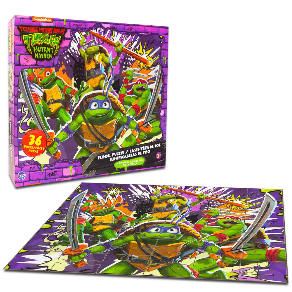 TMNT floor puzzle featuring Leonardo artwork for collaborative building.