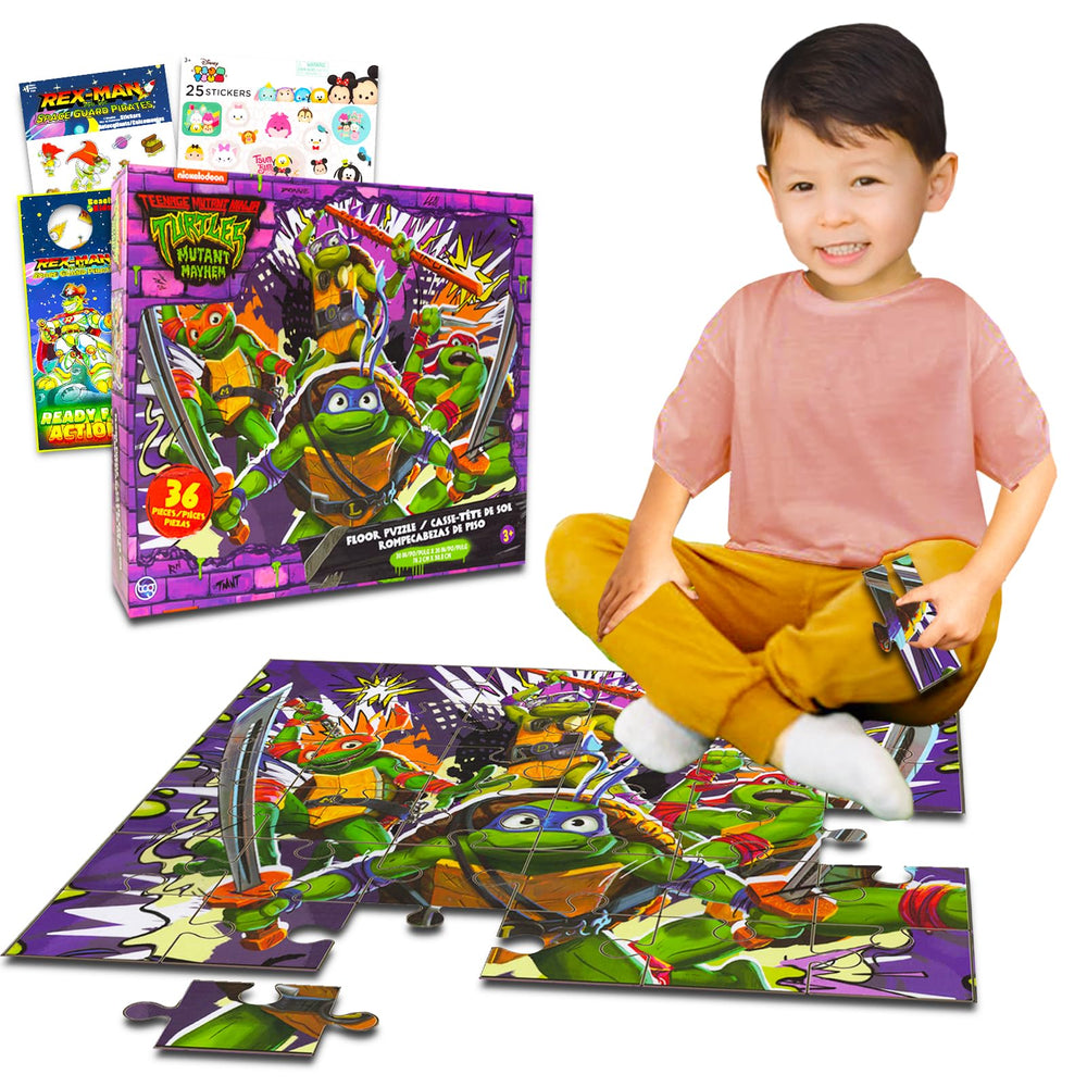 TMNT floor puzzle featuring Raphael artwork for family play.