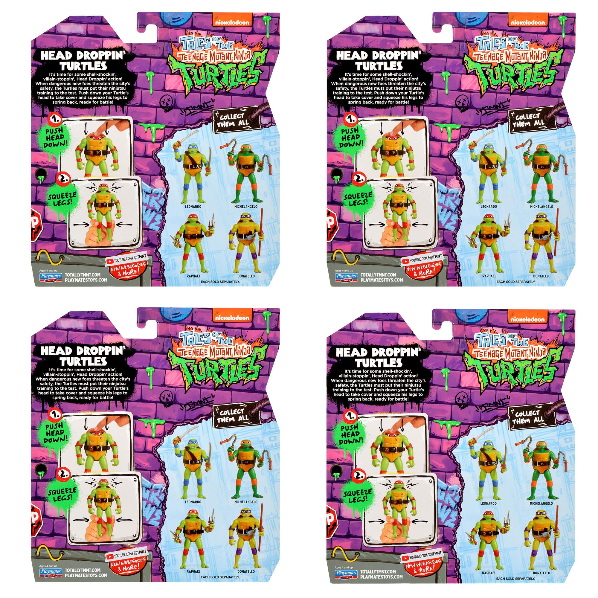 TMNT Head Droppin' Turtles four-figure set for collectible display