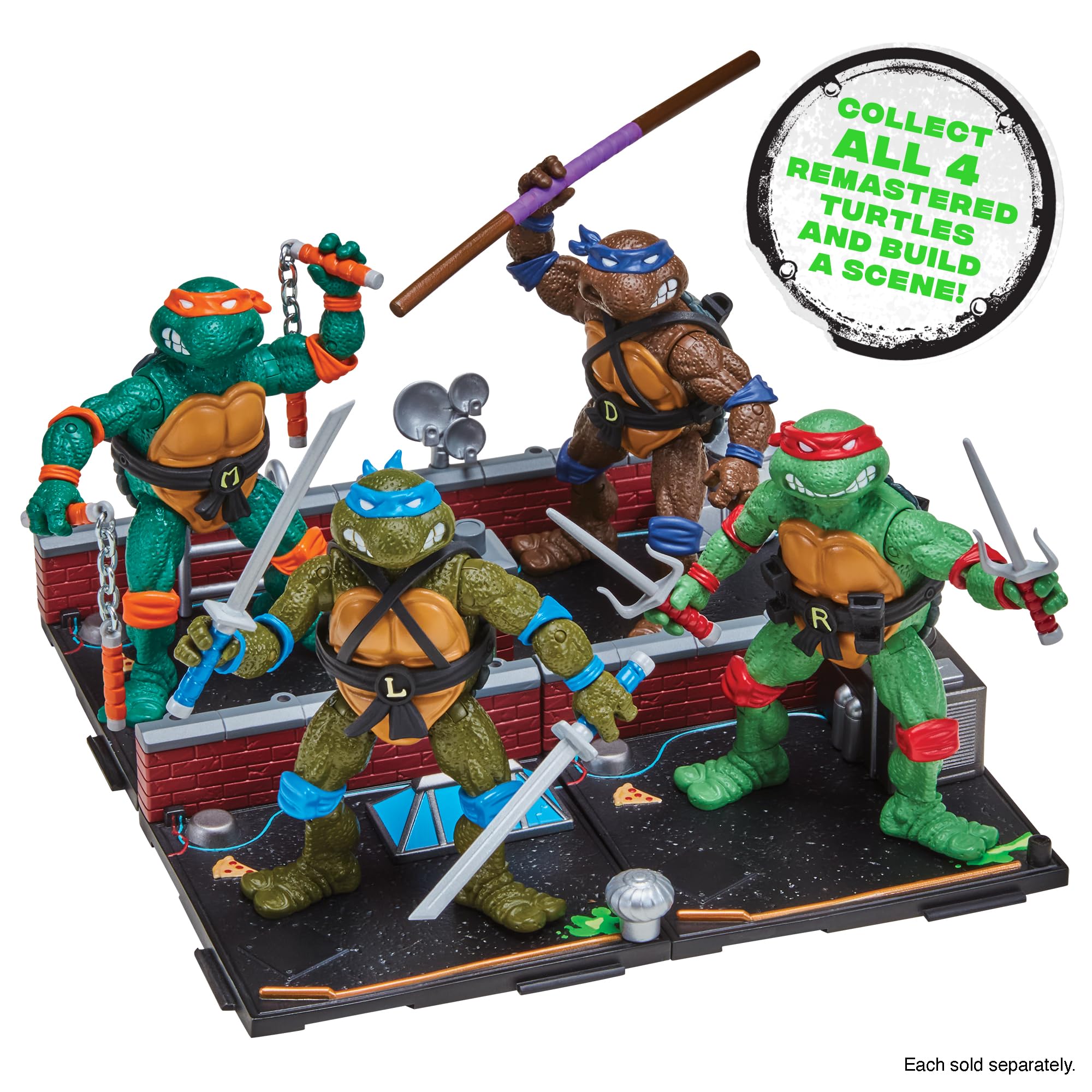 TMNT Michelangelo accessories set enhances battle-ready display options.