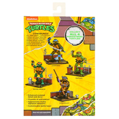 TMNT Michelangelo ninja gear closeup highlights iconic weapons.