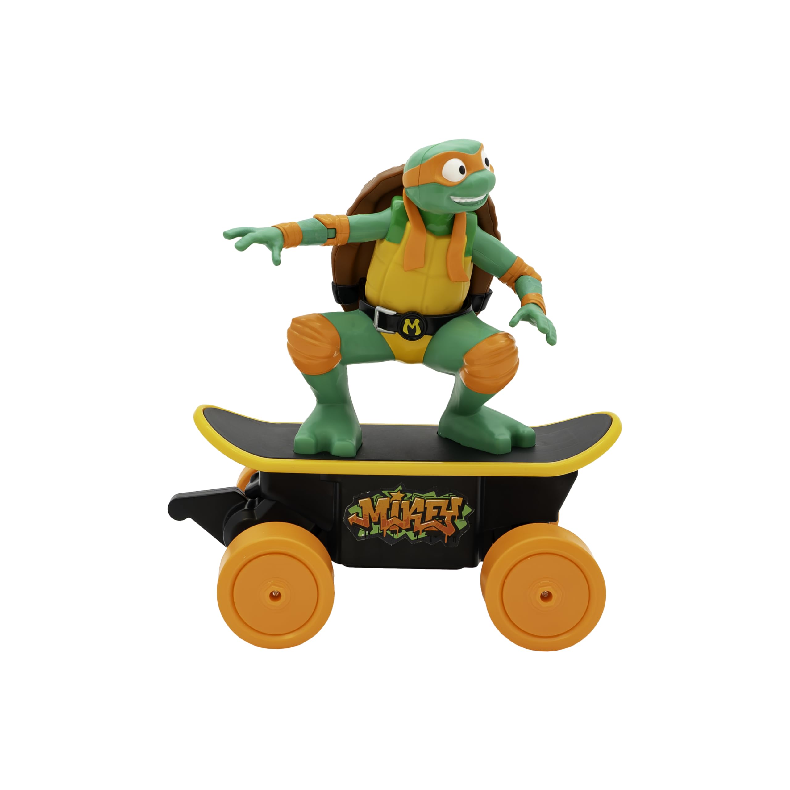 TMNT Mikey RC car front view shows bold movie inspired design for playtime