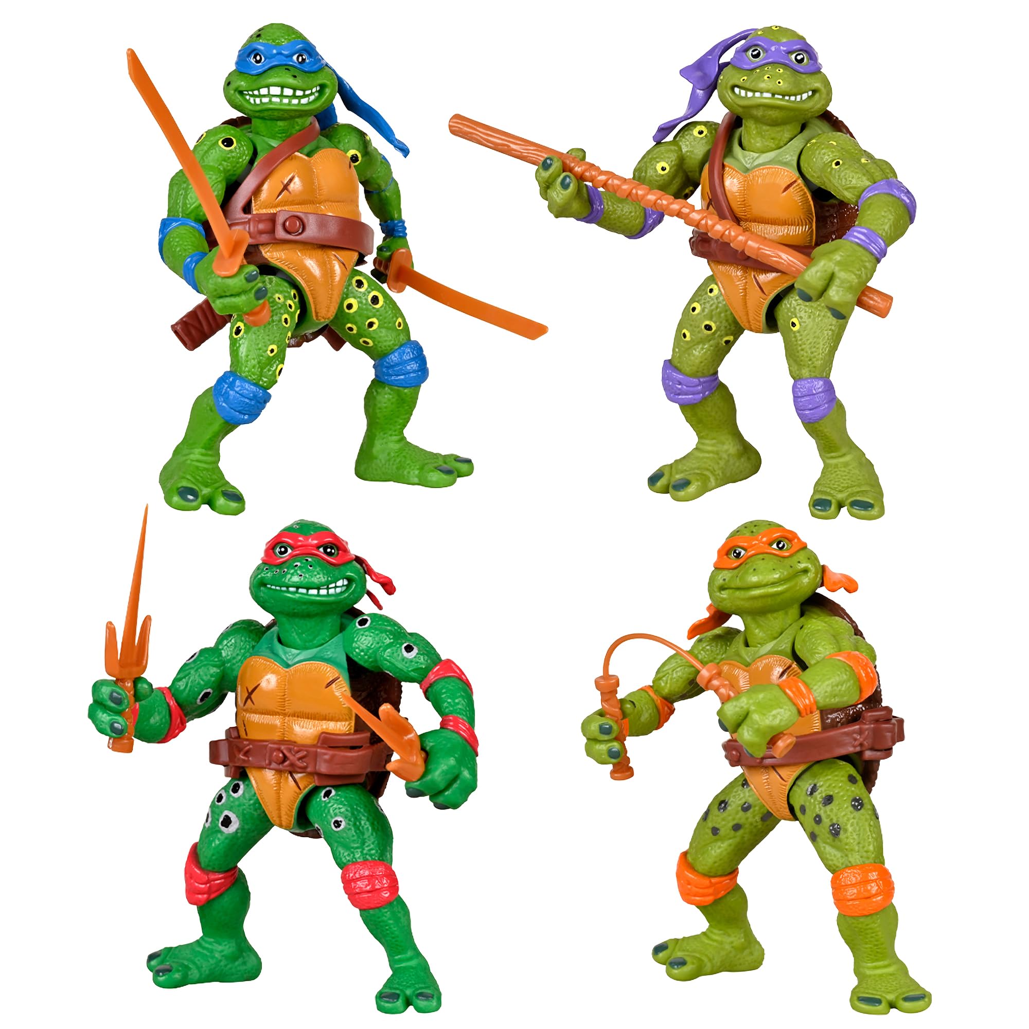 TMNT Micro Mutant Leonardo figure in dynamic display pose with authentic 1990s movie styling.