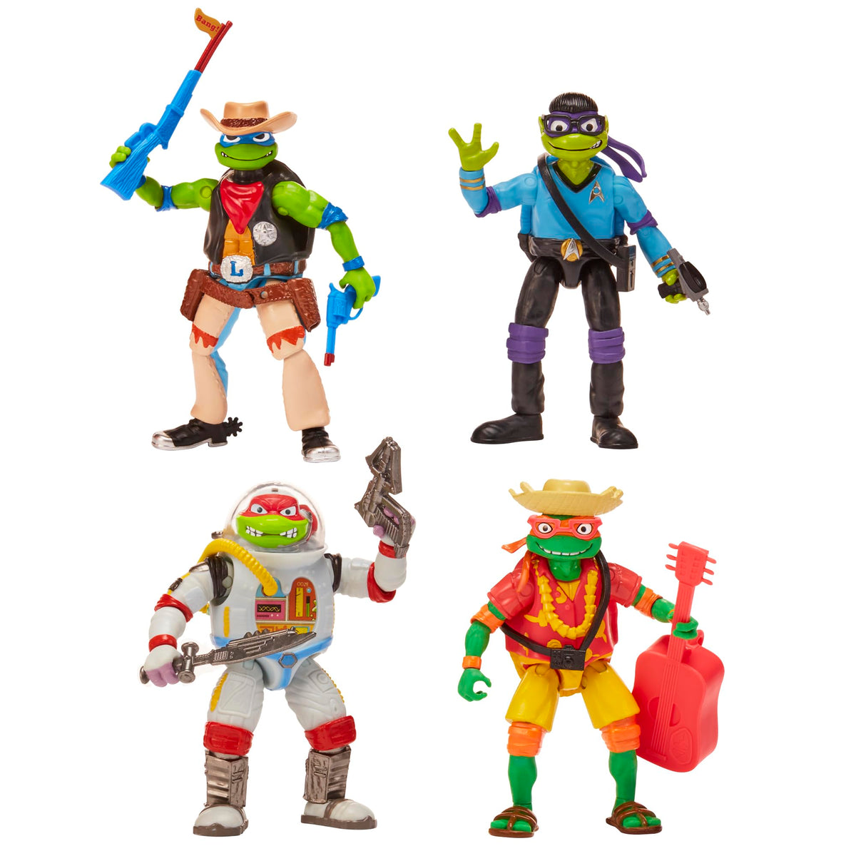 TMNT Movie Turtles in Disguise Party four-piece set, portable display for quick setup.