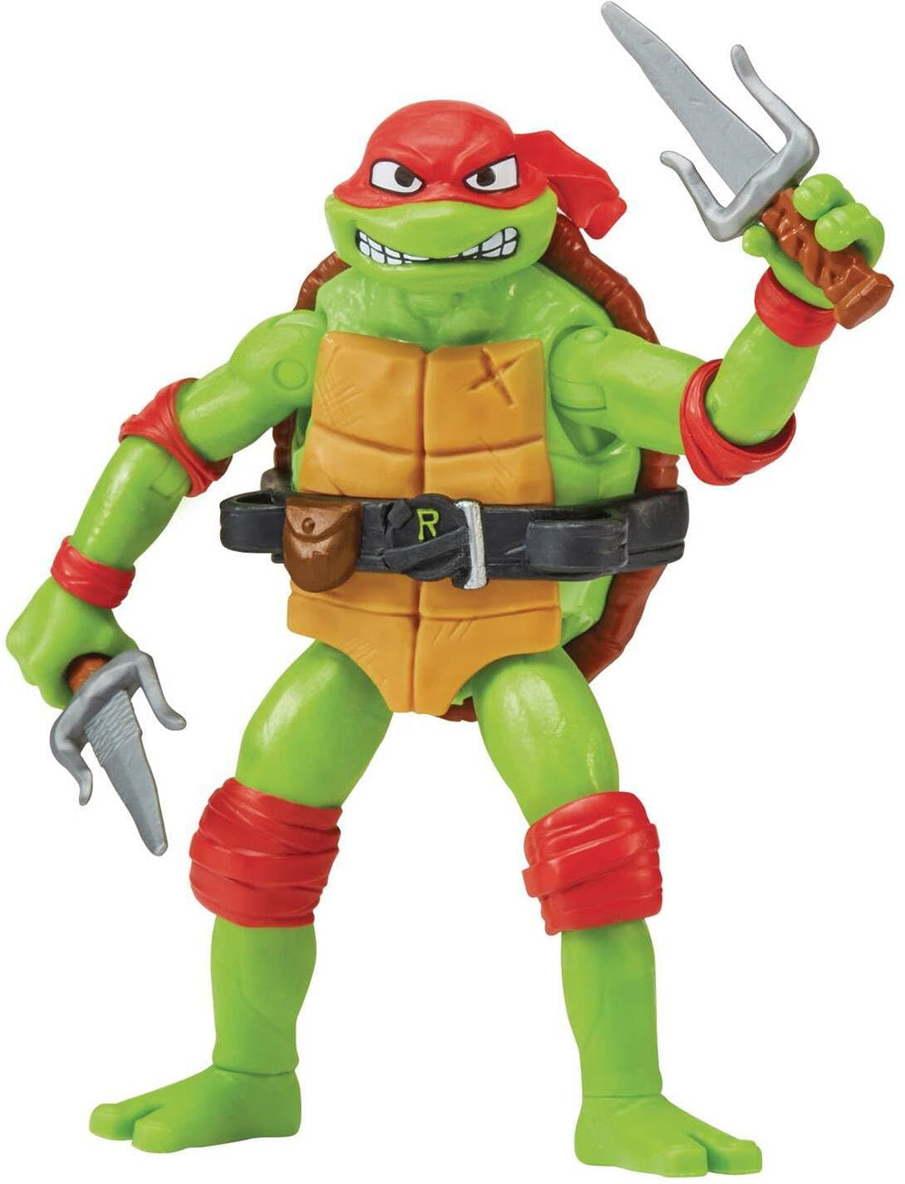 TMNT Mutant Mayhem Raphael figure front view with movie-accurate details for display and play.