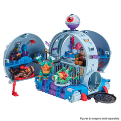 TMNT Technodrome Brain Scrambler shows spring-loaded action for dramatic pretend battles