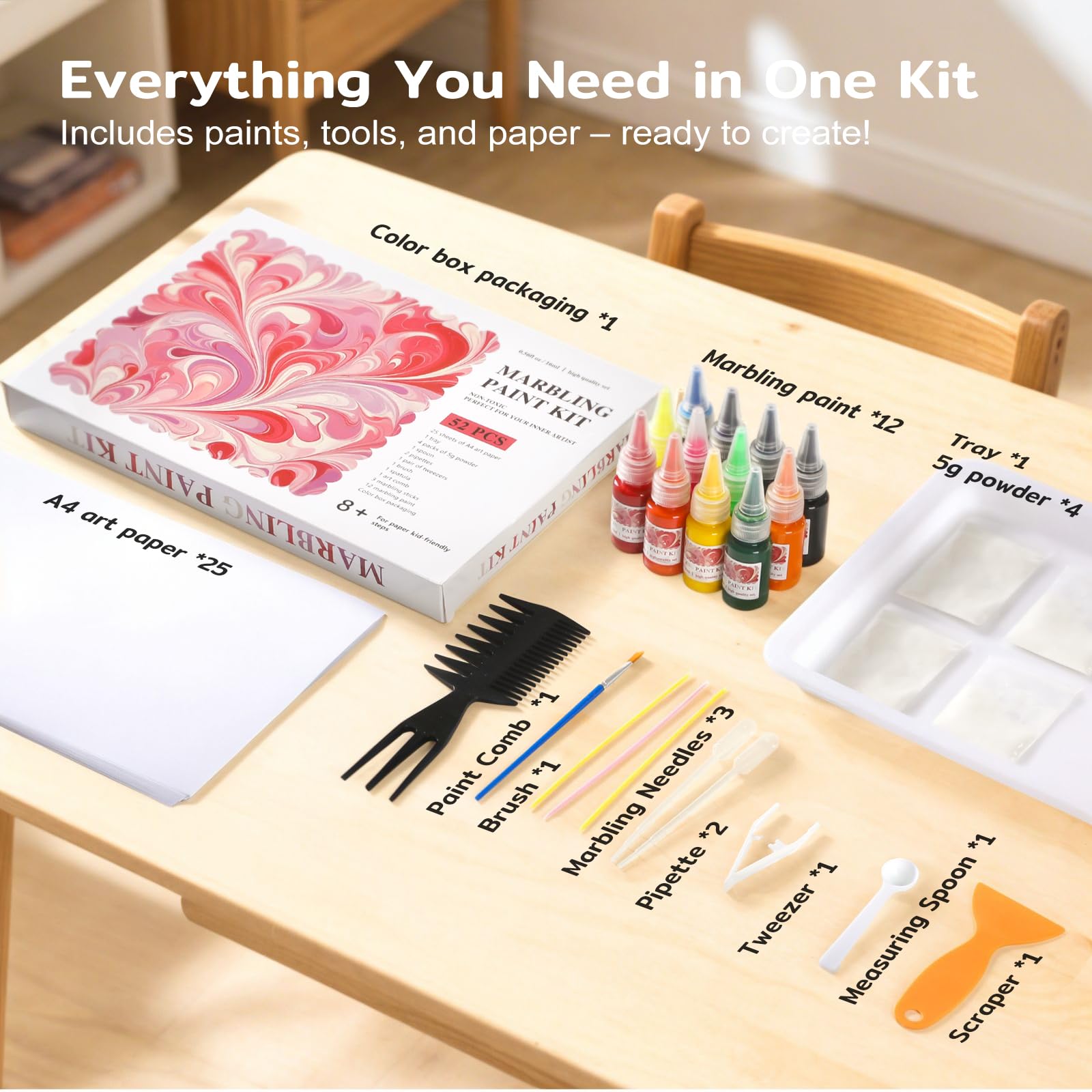 TMOL 25 A4 papers for vibrant marbling experiments.