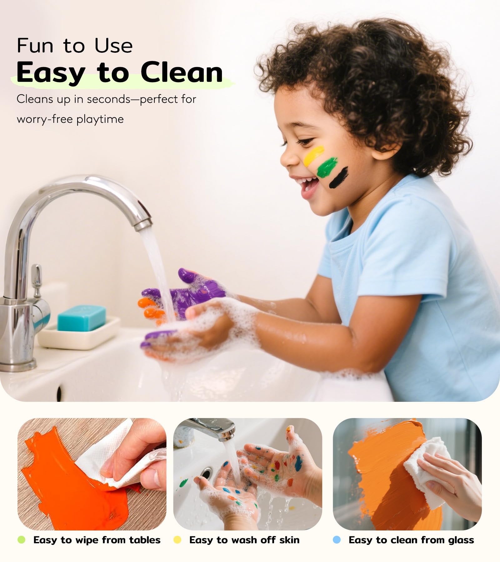 TMOL roller sponges create smooth textures in toddler paintings.