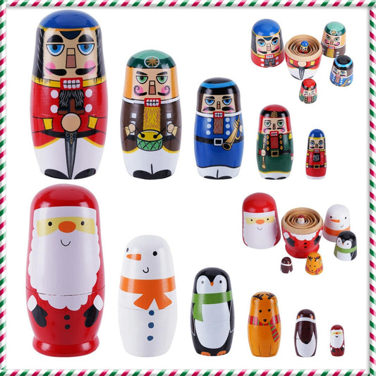 Tngan Christmas nesting dolls front view, festive home decoration