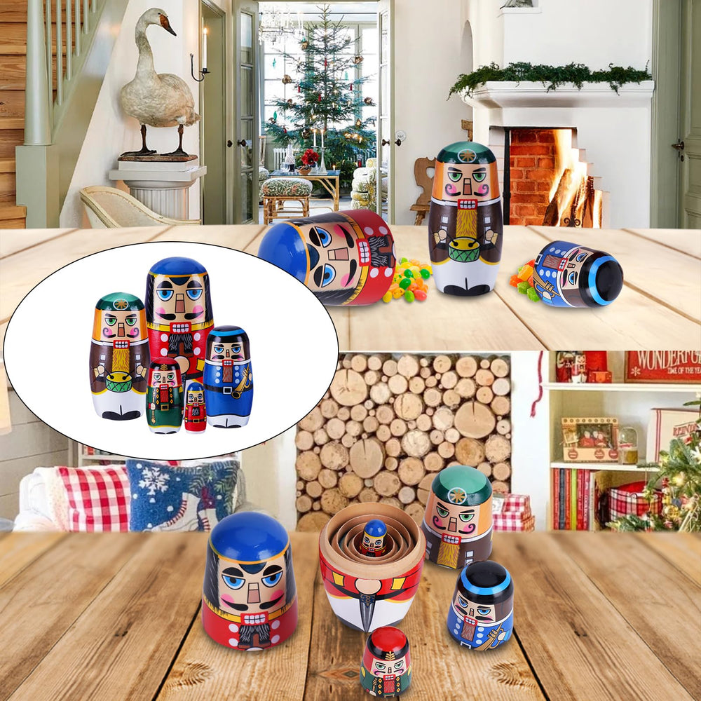 Tngan Christmas nesting dolls nutcracker Santa snowman, festive nested figures