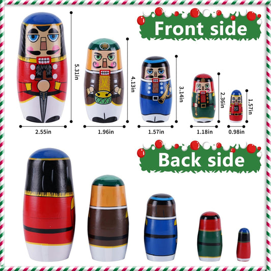 Tngan Christmas nesting dolls open stack, reveal nesting layers