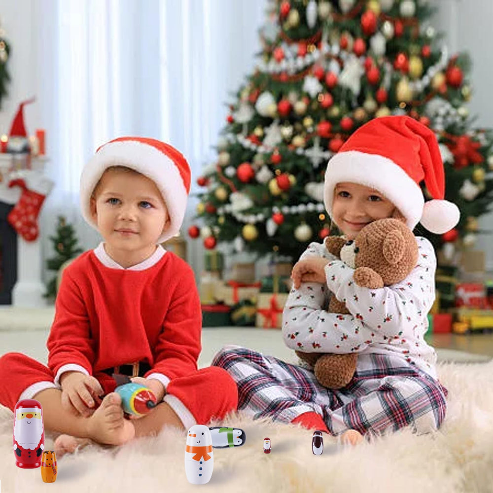 Tngan Christmas nesting dolls Santa style, seasonal decor