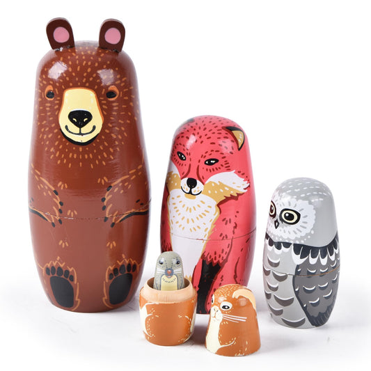 Tngan Russian nesting dolls 5-piece set displayed for play and decoration.