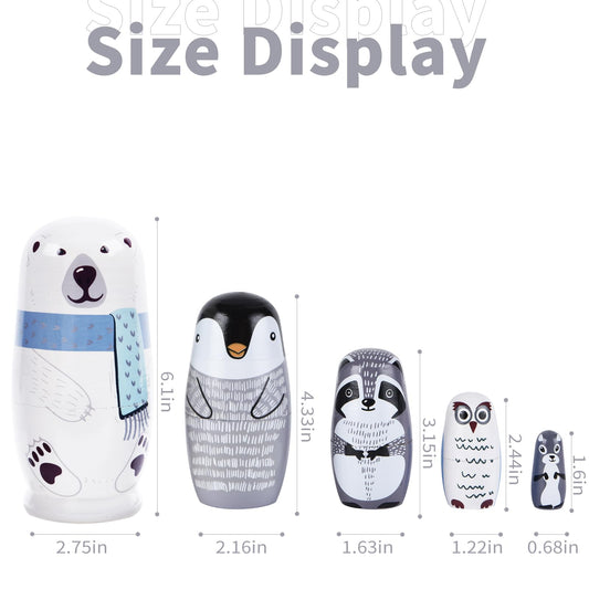 Tngan Nesting Dolls Penguin: vibrant five-piece stackable toy for curious kids.